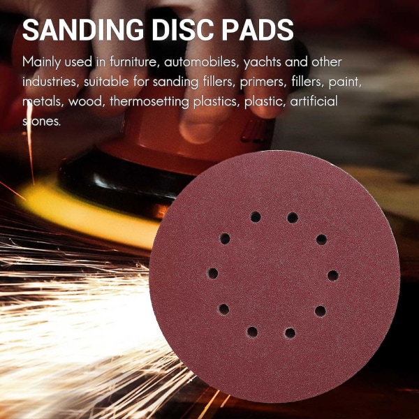 225mm Sanding Disc Pads, 25 Pcs Hook And Loop Sandpaper Sheet Compatible With Random Orbital Sander (80 Grit)