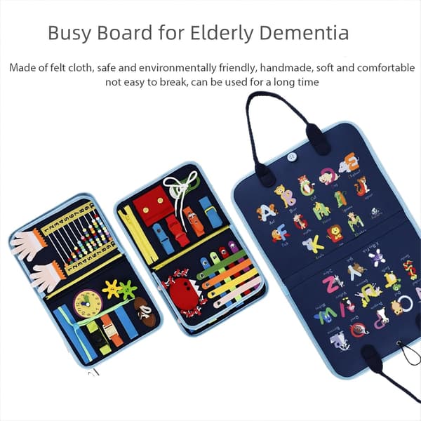 Dementia Activity Mat For Elderly Cognitive Training Sensory Blanket With Removable Non-Slip Back Alzheimer's Therapy Aid Gift