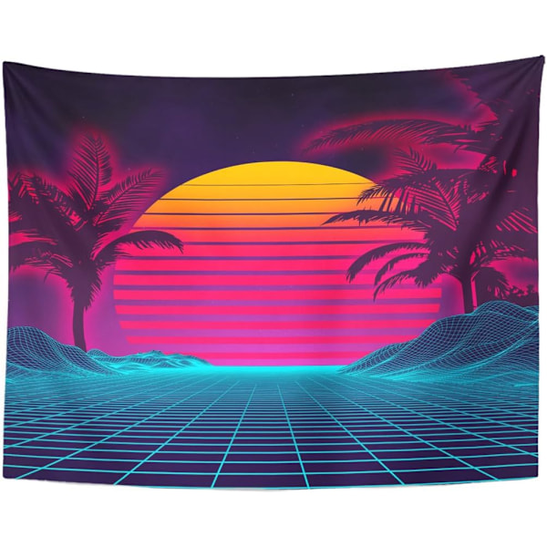 Tapestry Retro Futuristista Neon-maisema Digitaalinen Neon Koti Sisustus Seinävaate Olohuoneen Makuuhuoneen Yliopiston Huoneen 73*95CM