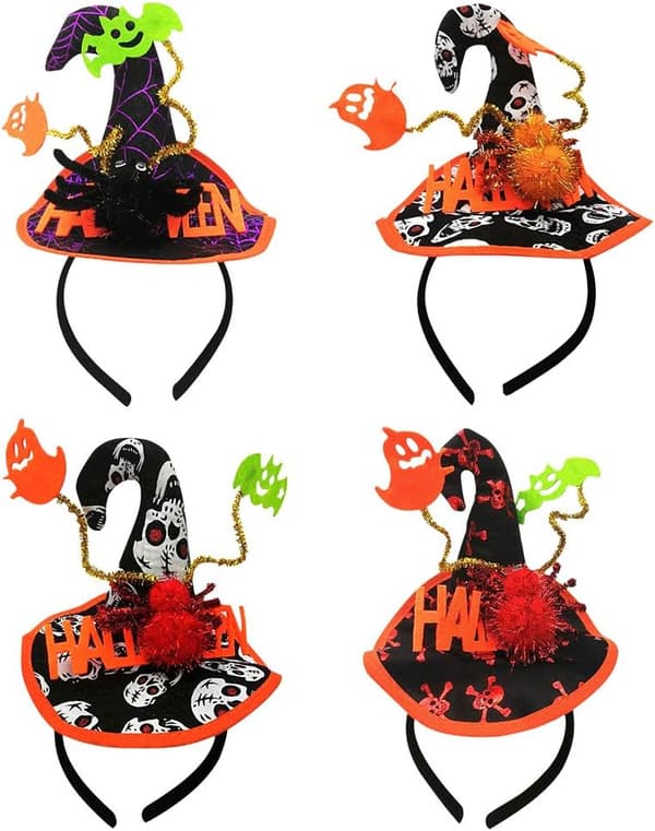 Hodebånd 4 stk Halloween hodebånd og hodebånd Heksehatt Hodebånd