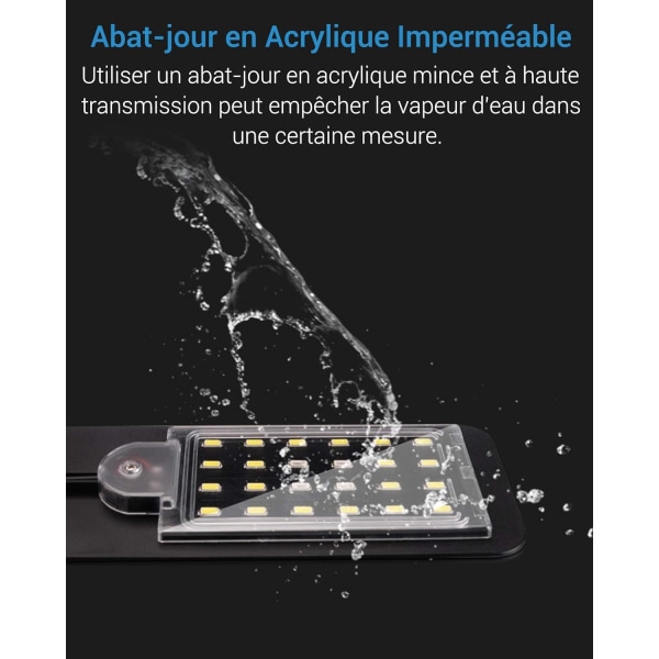 Ultraliten LED-lampa för små akvarier, Mini Aquarium Clip Lights, med 24 vita och blå lysdioder, för 30-40 cm fisktankar, 10W (svart)