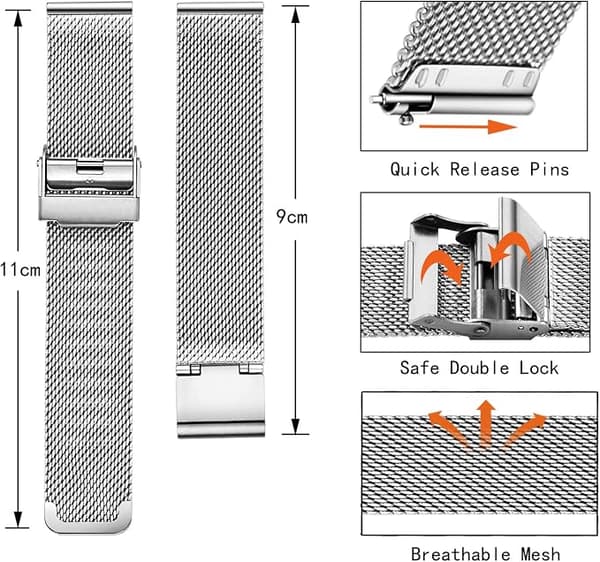 Ur Mesh Armbånd Rustfrit Stål Quick Release Herre Dame 14mm