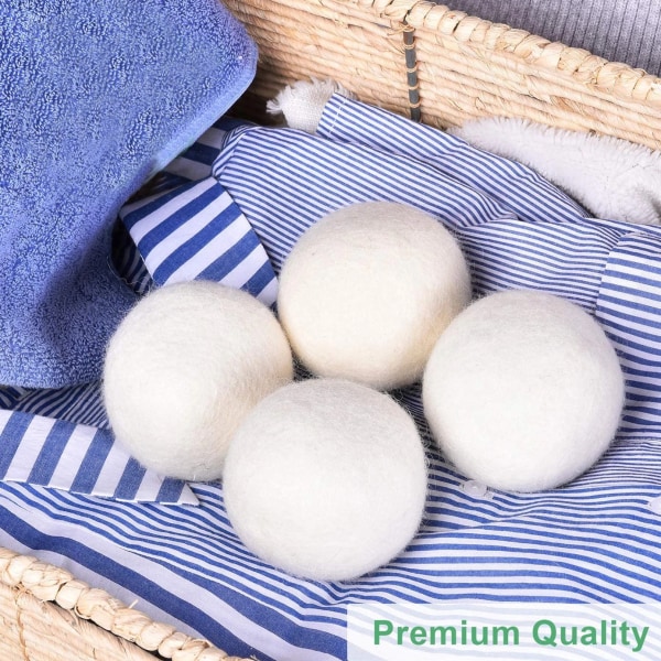 Palkittu 6-pakkainen Premium Natural Kangashuuhteluaine - Villapallot korvaavat kuivauslakanat - Villapallot kuivaimelle - Pyykkipallot