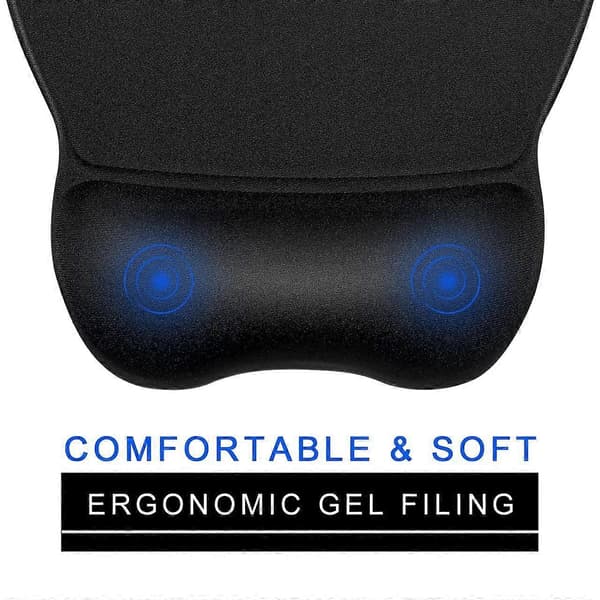 Musematte håndleddsstøtte, ergonomisk musematte med håndleddsstøtte i minneskum for datamaskin, bærbar PC, kontor, hjem og reise, svart