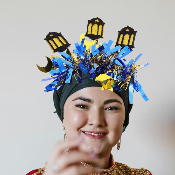 Ramadan Hårbånd til Kvinder med Måne- og Stjernedesign, Pasform i Plastikhåndværk, Blåt Glitrende Festival Hårtilbehør til Eid Mubarak Begivenhed