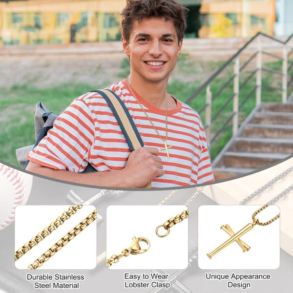 Baseball-ristikaulakoru Gold Tone