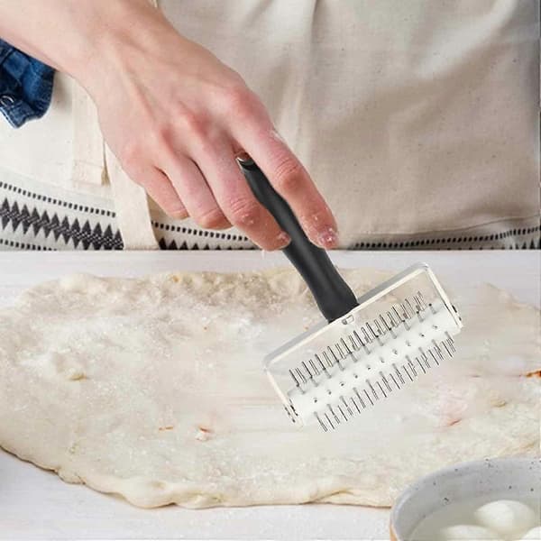 Pizzadeigrull Pizzadeigkuler Rustfri Rull Deigmaskin Hullpinne, Bærbar Paienåler Hjulskjærer