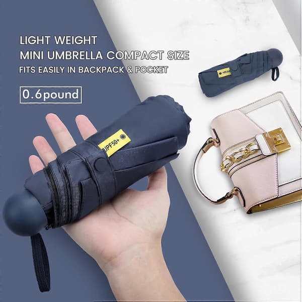 Mini foldbar rejseparaply - 8 paraplyer små UPF50+ UV-beskyttelse til sol og regn med kapselboks