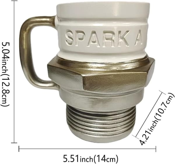 Spark Plug Mug, Engine Spark Plug Design, Ceramic Coffee Cup for Car Lovers, Personalized Car Coffee Mugs, Creative Spark Plug Coffee Mug
