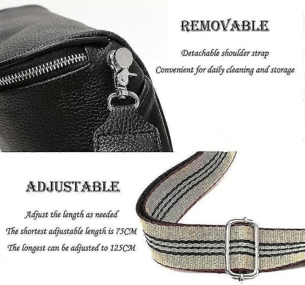 Liten axelväska dam läder moderna väskor med bred axelrem crossbody väska magväskor - vit