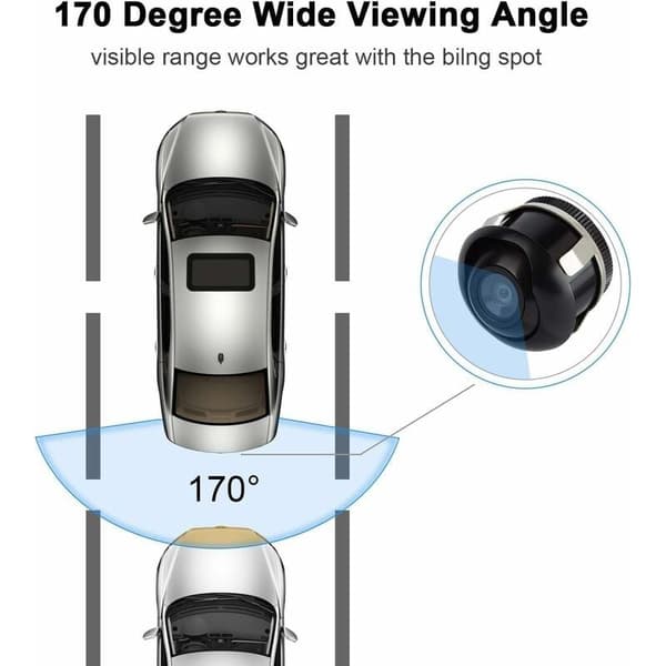 Universal 170° Wide Angle Rear View Camera – IP67 Waterproof Night Vision – Compatible with SUVs, Vans, and Trucks – Easy Installation