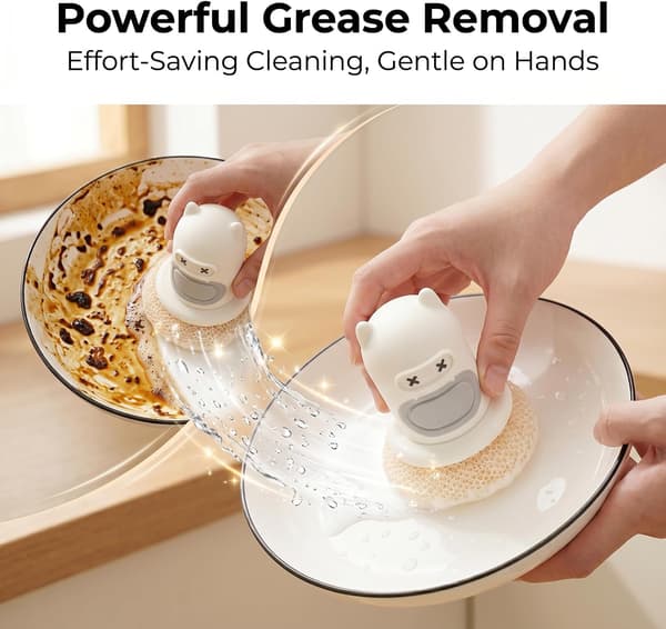 Refillable Soap Dispensing Dish Brush | Handheld Kitchen Cleaning Brush, Powerful for Cleaning Dishes, Pots, and Non-Stick Cookware (White) white white