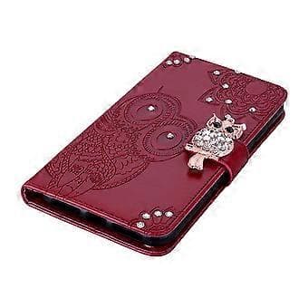 Plånboksfodral för Samsung Galaxy S24 FE Uggla Blomma Tryckt Strass Läderfodral Stil A Style A