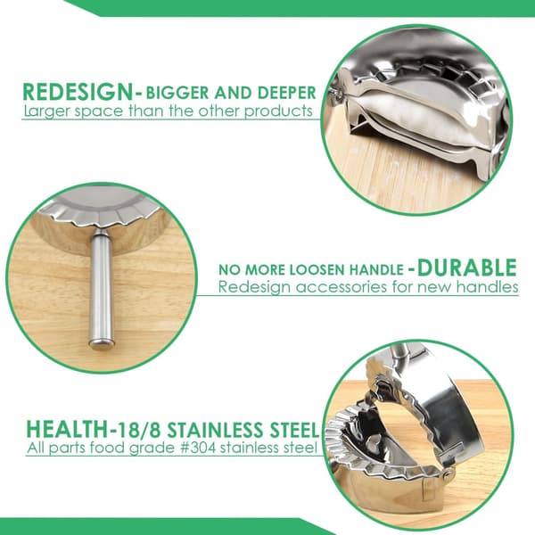 Ravioli-, Pierogi-, Dumplingform i rustfritt stål, etc., Rustfritt stål, Sølv, Størrelse L