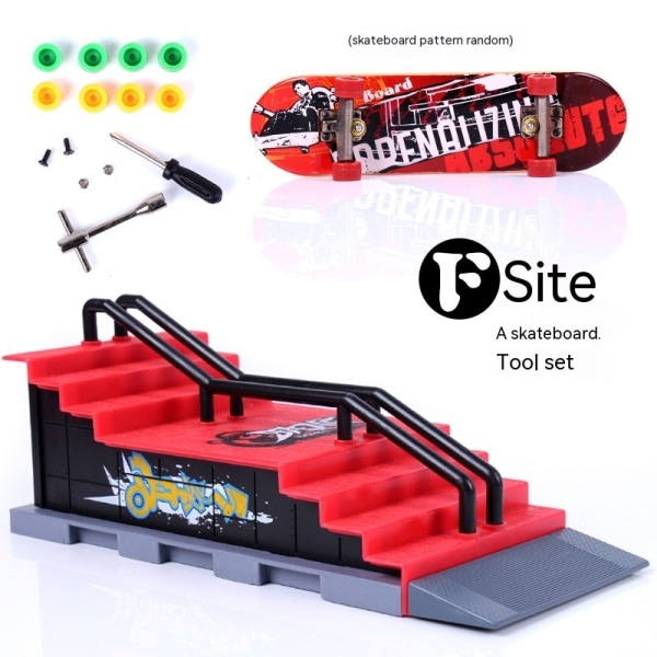 Finger Skateboards Rampe Sæt, Fingerboard Skatepark Deck med Ramps & Skate, Fingerboard Half Pipe Red