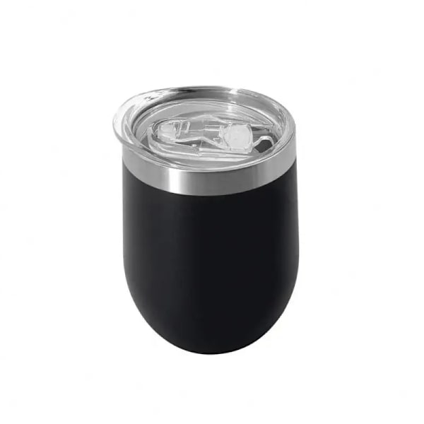 4 stk. - 12oz Stemløse Vinglas med Skydelåg - Vakuum Dobbeltvægget, Rustfrit Stål - Holder Varmt og Koldt til Vin, Kaffe, C