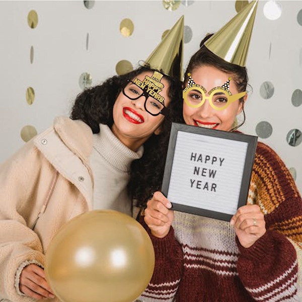 12 stycken Happy New Year-glasögon Snygga 2025 Nyårsafton-pannband Glitter 2025 Semesterglasögon Foto