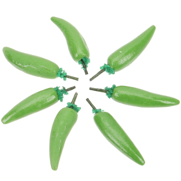 10 stk. Miniature Simuleret Chili Mini Realistisk Grøntsag Mini Hus Tilbehør Grøn 2x0,4 cm Green 2x0.4cm