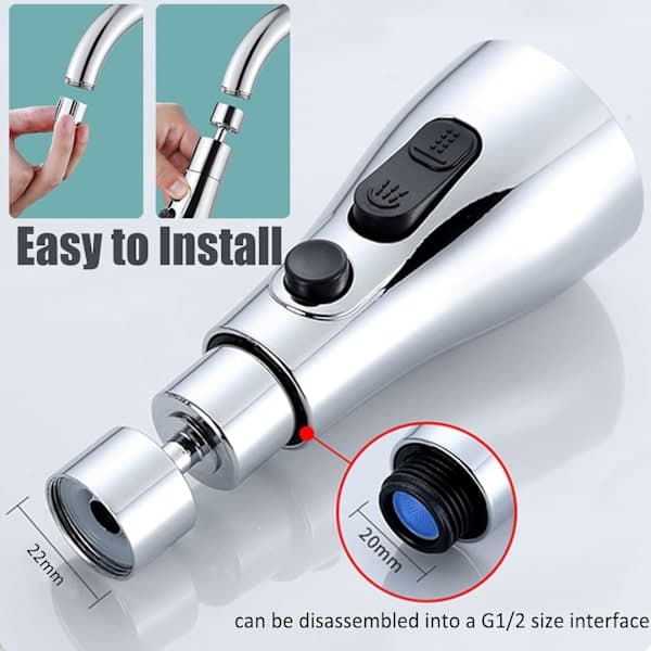 360° Rotatable Kitchen Faucet Nozzle with 3 Modes - Kitchen Faucet Spray Head Replacement Faucet Head Aerator