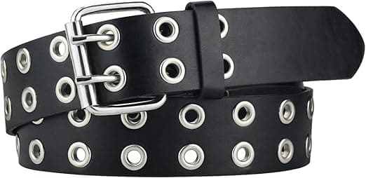 Bälte för kvinnor Dubbla hål Bredd Goth Dambälten för jeans - Svart