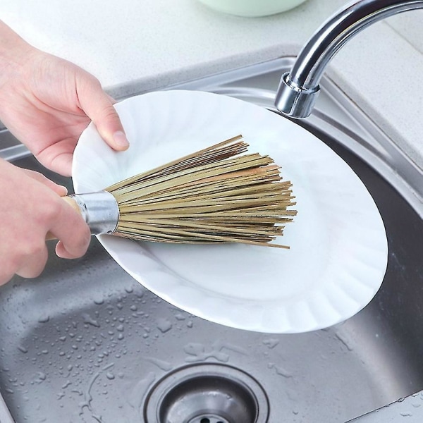 2 stk Bambuspandebørster Langt skaft Wok Rengøringsbørste Opvaskebørster Køkkenværktøj