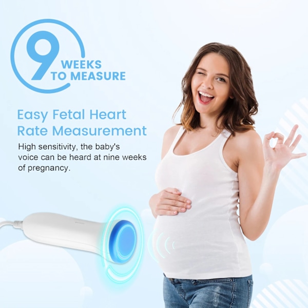 Oppdatert modell Home Fetal Doppler, Baby Pocket Heartbeat Doppler Heart Monitor for graviditet og Test Clear，3MHz Ultralyd Baby Hjertefrekvens Detektor
