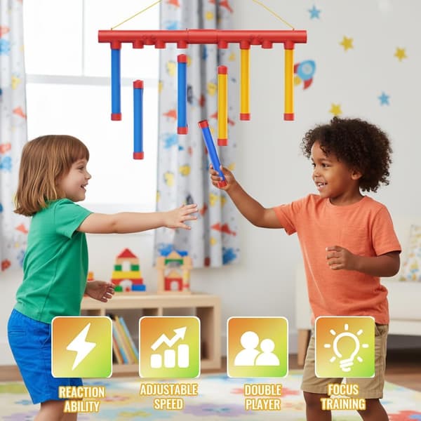 Catch the Sticks Game, Falling Stick Catch Game, Drop It Catch It Win It Reaction Game, 3 Falling Speeds Quick Reaction (Battery Powered)