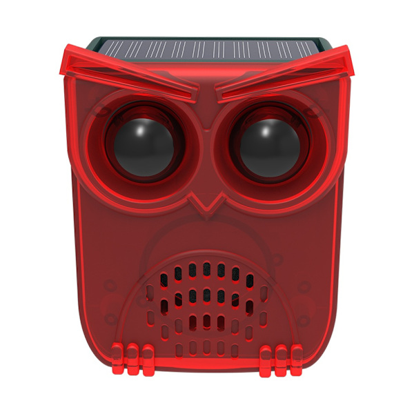 Solar-Powered Voice Alarm Sensor - Red Owl Design for Enhanced Security
