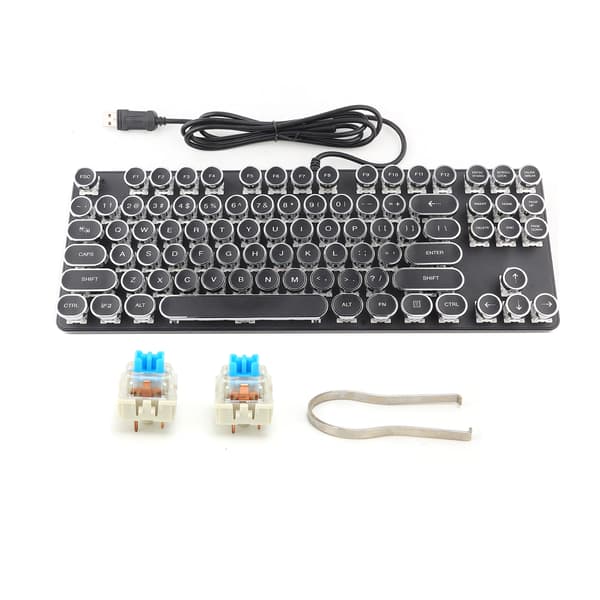 Punk Mechanical Keyboard 917 with Vintage Round Keycaps for PUBG Internet Cafes Computer Accessories