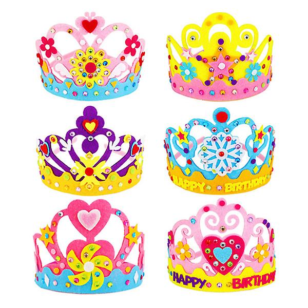 6 stk Happy Birthday Crown Papirkrone Håndverk Lag Din Egen Tiara Skumkrone Håndverk Barnefestkroner M