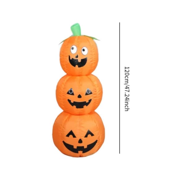 Oppblåsbar Halloween Gresskarlykt - Stabil Dekor med Stablede Gresskar for Hage og Utendørs