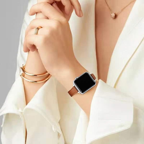 Lysebrun, kompatibel med Apple Watch 42/44/45mm rem, pasform