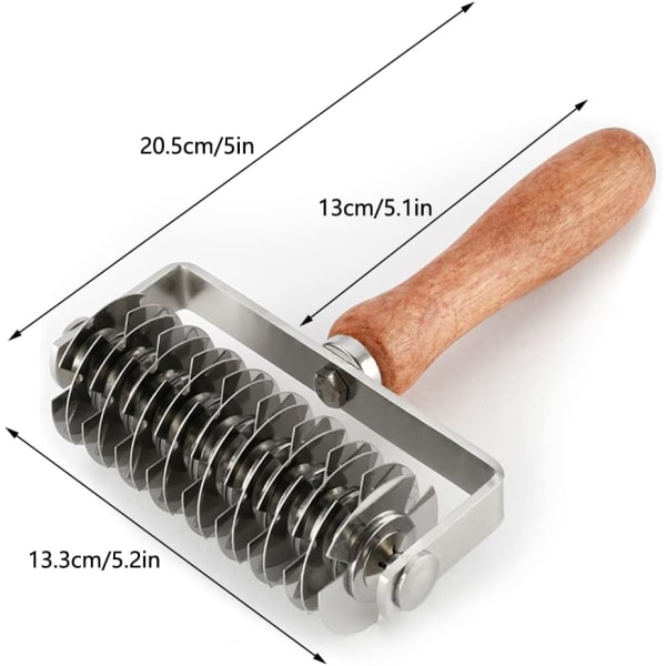Bakverksgitterrullskärare - rostfritt stål deggaller Topppaj Pizzabröd Bakverksskorpa rullskärare, trähandtag