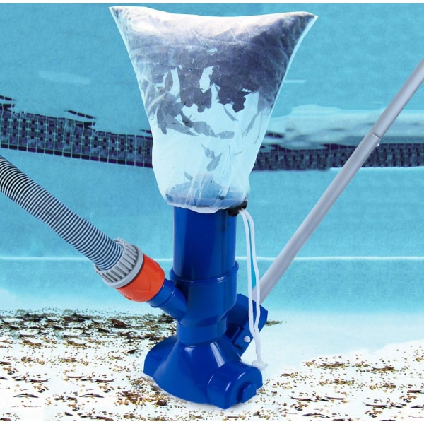 Minibassengstøvsuger Bærbar bassengstøvsuger med børste og avtakbar stang med filterpose Ideell svømmebassengstøvsuger
