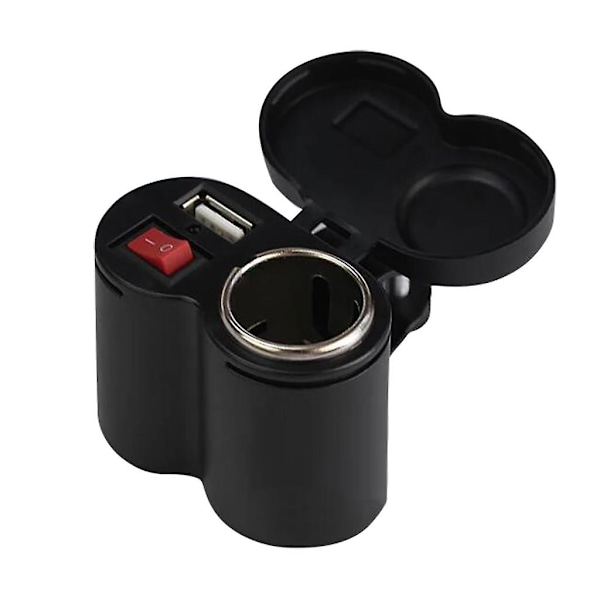 Vanntett Afterproof USB Motorsykkel Styre med Lighter Adapter Strømforsyning for Telefon MobilBla