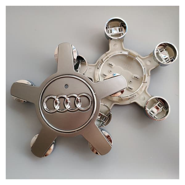 Set med 4 navkapslar 4f0601165 N hjulemblem, för 135 mm navkapslar för Audi (grå)