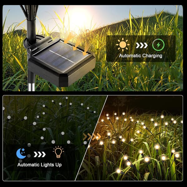 Solar Powered Outdoor Lights 2-pack Waterproof 10 LED Garden Lighting For Pathway Patio Yard Decoration Landscape Lighting