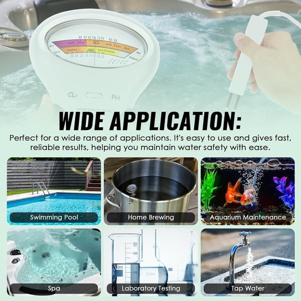 Two-in-one Chlorine pH Meter Pool Tester Handheld CL2 Level Meter Test Spa Water Quality Analysis Monitoring Analyzer