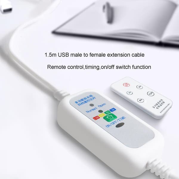 5V 1,5m Fjernkontrollbryter 2-12 Timer Timer Strømkabel For USB Vifte L