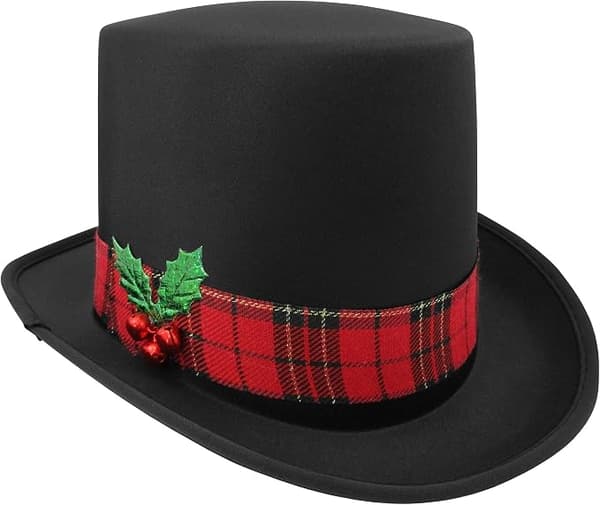 Snemand Tophat med Ternbånd Kristtorn og Bær - Jule Grim Sweater Fest Hatte - Caroler Kostume Tophat - Trætop