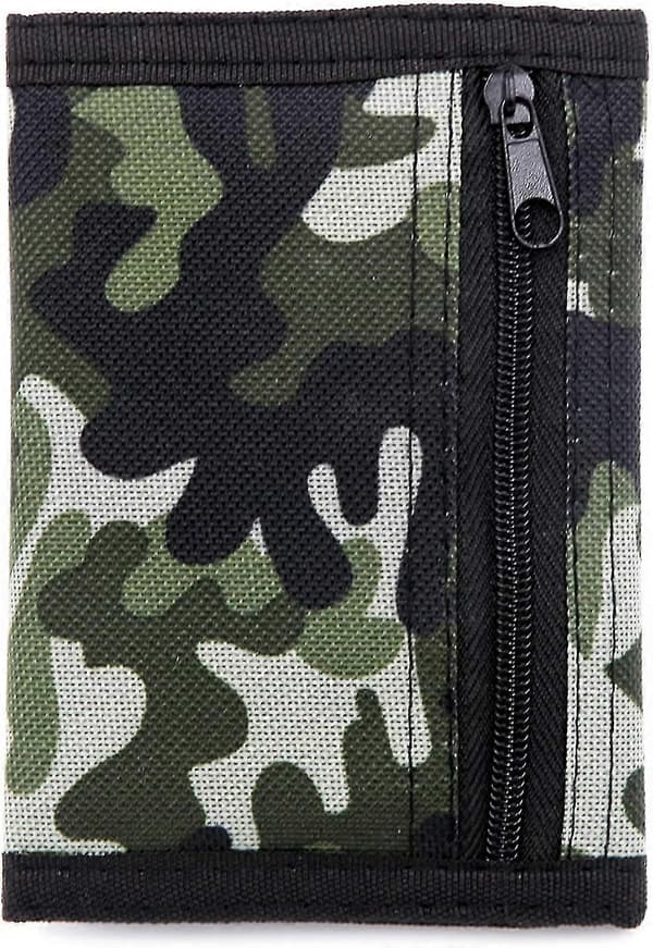 Rfid Trifold Canvas Camouflage Pung til Mænd, Mini Møntpung, Grøn, Størrelse Lille Grøn -
