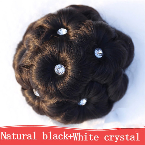 Syntetisk Scrunchie Hair Smultring Straight Updo Flettet Hårstykker Clip in Hair Stor størrelse Fest Cosplay Extensions Natural black White diamond