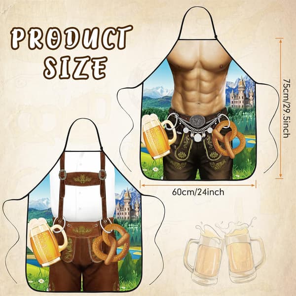 2-pack Oktoberfest-förkläden Tyska Lederhosen och Dirndl-förkläde för bayersk ölfestivalfestdekor (herrstil)
