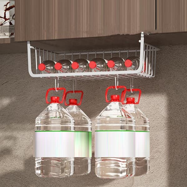 Under-Cabinet Storage Basket, Versatile, All-Metal, Under-Shelf Wire Basket for Kitchen, Office, Pantry, Desk, Bookshelf, White white