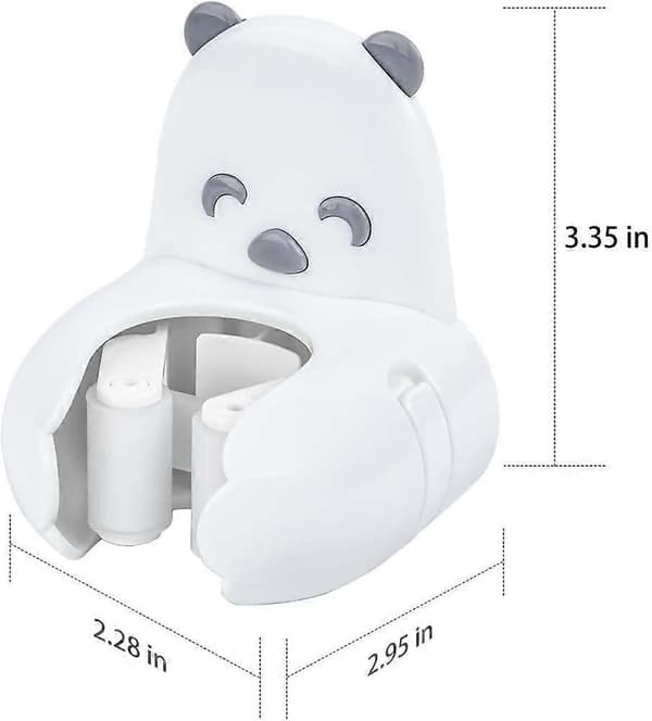Mopping and Broom Holder, Self-Adhesive, No Drilling, Wall Mounted, Mini Bear Shape (White, 2)