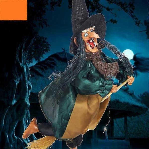 Halloween Hanging Animated Talking Witch Prop Laughing Sound Control Decor
