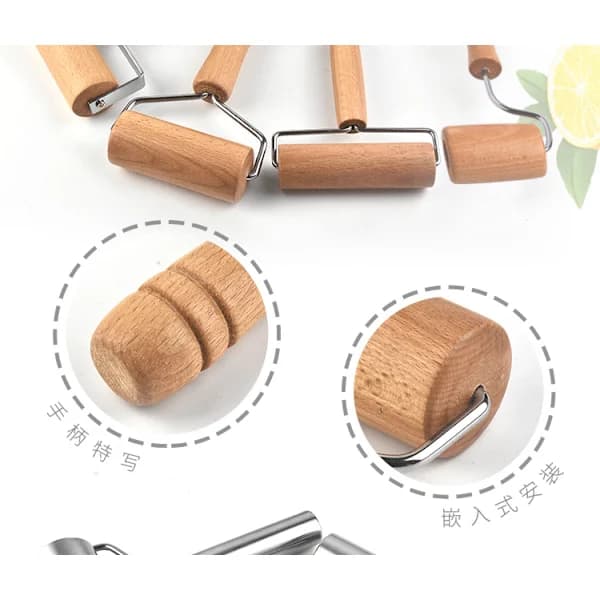 Liten kjevle, trekjevle, non-stick pizzakjevle, deigkjevle tre enkelthode