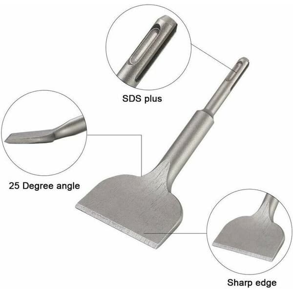 SDS Plus Flise-/Murmeisel - YYV - 165mm x 75mm - Herdet Legert Stål - Buet Meisel - Høy Kvalitet