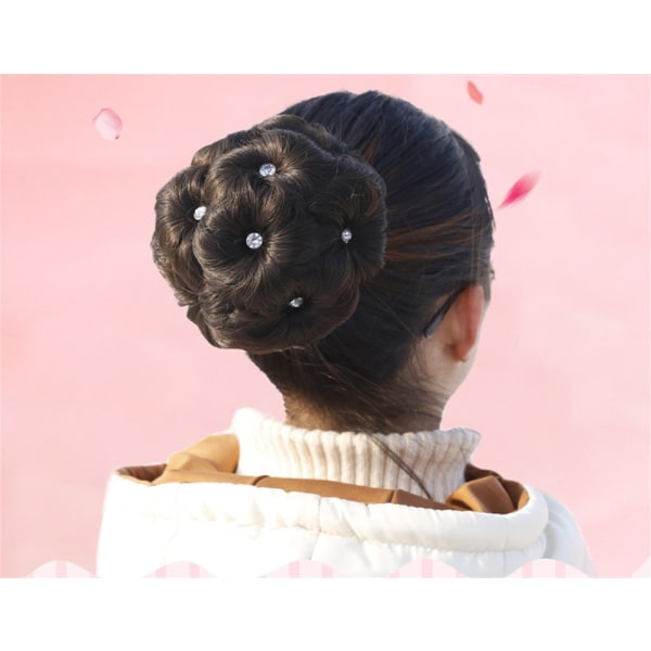 Syntetisk Scrunchie Hair Donut Straight Updo Flettet Hårstykker Clip in Hair Stor størrelse Cosplay Extensions til festbryllup Dark brown White diamond