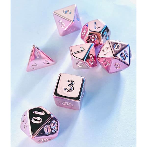 Gullbelagte terninger terning sett ROSA rosa pink pink